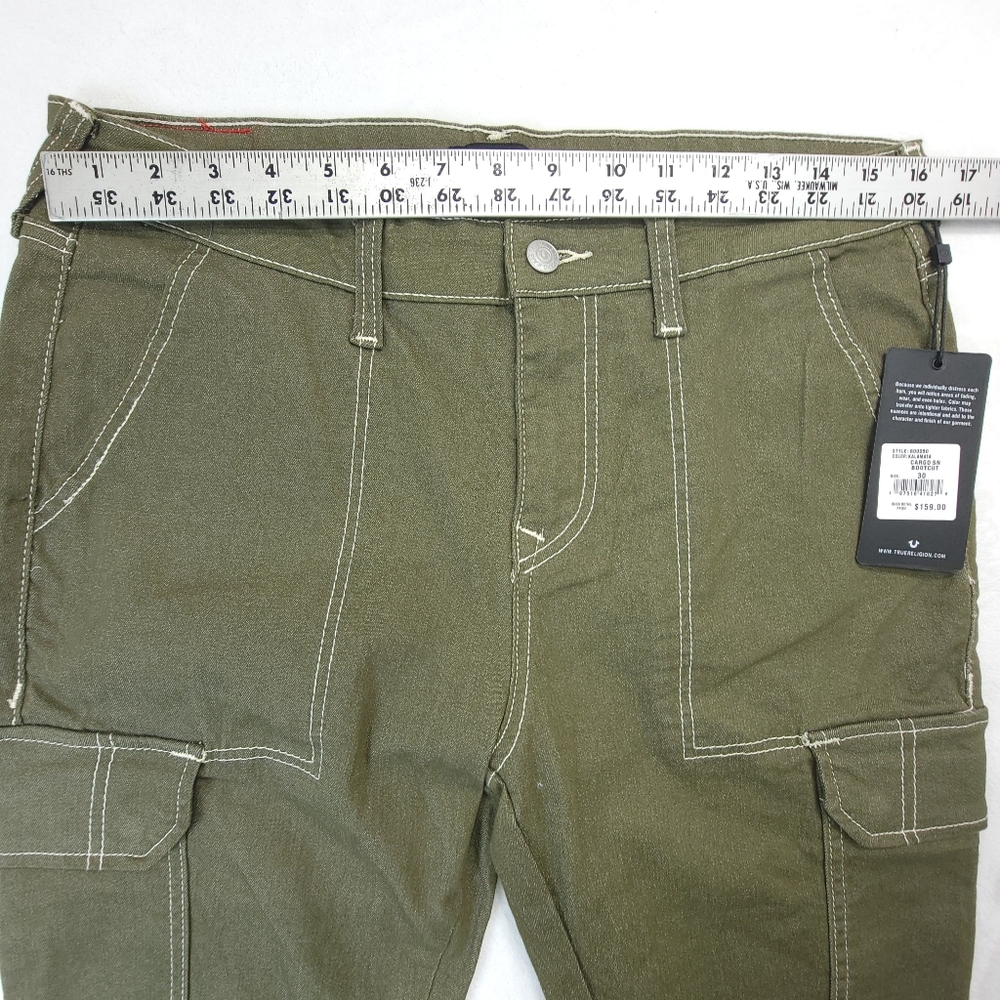True Religion Cargo Bootcut Jeans Women’s Size 30 Kalamata Green NWT - Picture 8 of 11